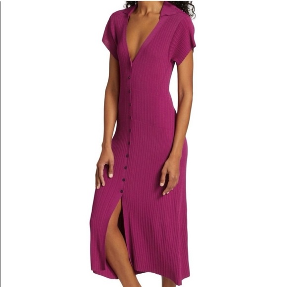 RAG & BONE Esme Deep Pink Button-Down Dress - Picture 2 of 6